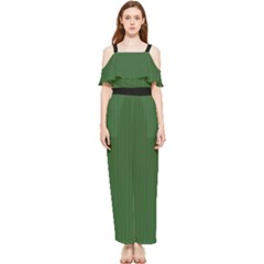 Basil Green - Draped Sleeveless Chiffon Jumpsuit by FashionLane