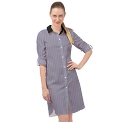 Coin Grey - Long Sleeve Mini Shirt Dress by FashionLane