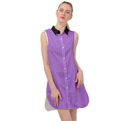 Floral Purple - Sleeveless Shirt Dress by FashionLane