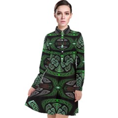 Fractal Illusion Long Sleeve Chiffon Shirt Dress by Sparkle