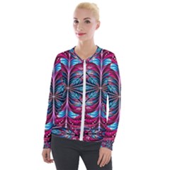 Fractal Flower Velvet Zip Up Jacket by Sparkle