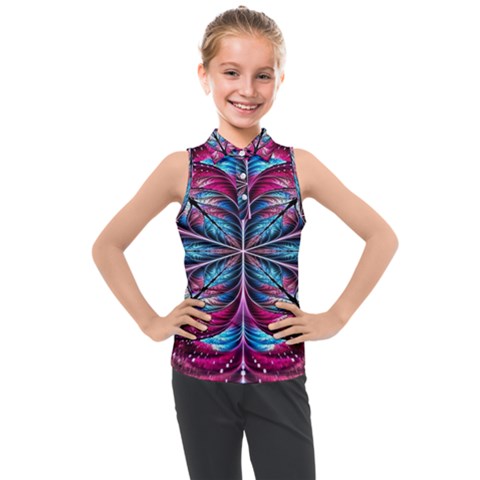 Fractal Flower Kids  Sleeveless Polo Tee by Sparkle