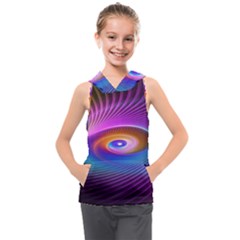 Fractal Illusion Kids  Sleeveless Hoodie by Sparkle