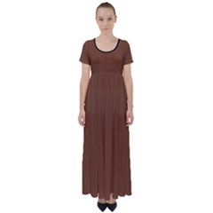 Caramel Cafe Brown - High Waist Short Sleeve Maxi Dress by FashionLane