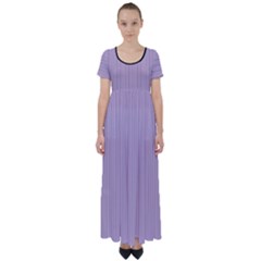 Wisteria Purple - High Waist Short Sleeve Maxi Dress by FashionLane