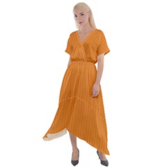 Cadmium Orange - Cross Front Sharkbite Hem Maxi Dress by FashionLane