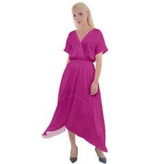 Dark Carnation Pink - Cross Front Sharkbite Hem Maxi Dress by FashionLane