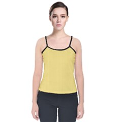 Jasmine Yellow - Velvet Spaghetti Strap Top by FashionLane