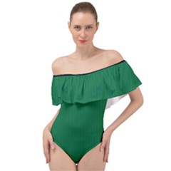 Cadmium Green - Off Shoulder Velour Bodysuit  by FashionLane