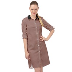 Burnished Brown - Long Sleeve Mini Shirt Dress by FashionLane