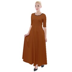 Burnt Orange - Half Sleeves Maxi Dress by FashionLane