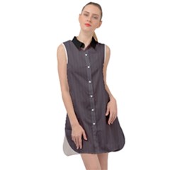 Dark Smoke Grey - Sleeveless Shirt Dress by FashionLane