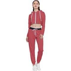 English Vermillion - Cropped Zip Up Lounge Set by FashionLane