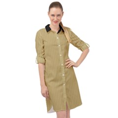 Rich Gold - Long Sleeve Mini Shirt Dress by FashionLane