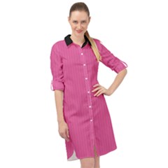 Just Pink - Long Sleeve Mini Shirt Dress by FashionLane