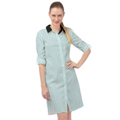 Pale Blue - Long Sleeve Mini Shirt Dress by FashionLane