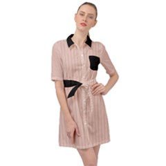 Pale Red - Belted Shirt Dress by FashionLane