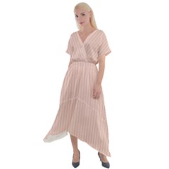 Pale Red - Cross Front Sharkbite Hem Maxi Dress by FashionLane