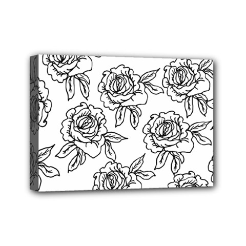 Line Art Black And White Rose Mini Canvas 7  X 5  (stretched) by MintanArt