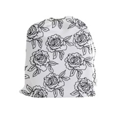 Line Art Black And White Rose Drawstring Pouch (xl) by MintanArt