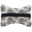 Line Art Black And White Rose Seat Head Rest Cushion View2