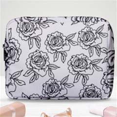 Line Art Black And White Rose Make Up Pouch (large) by MintanArt