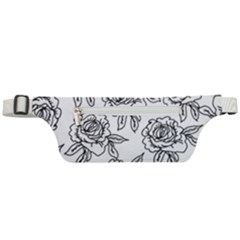 Line Art Black And White Rose Active Waist Bag by MintanArt