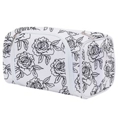 Line Art Black And White Rose Toiletries Pouch by MintanArt