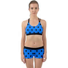 Large Black Polka Dots On Azure Blue - Back Web Gym Set by FashionLane