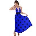 Large Black Polka Dots On Just Blue - Backless Maxi Beach Dress View1