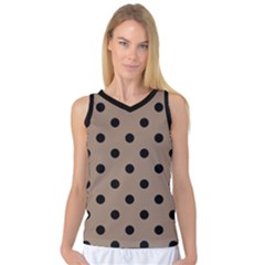 Large Black Polka Dots On Beaver Brown - Women s Basketball Tank Top by FashionLane