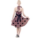 Large Black Polka Dots On Blast-off Bronze - Halter Party Swing Dress  View2