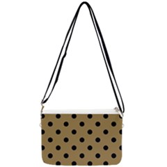 Large Black Polka Dots On Bronze Mist - Double Gusset Crossbody Bag by FashionLane