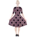 Large Black Polka Dots On Burnished Brown - Quarter Sleeve A-Line Dress View2