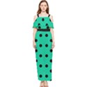 Large Black Polka Dots On Caribbean Green - Draped Sleeveless Chiffon Jumpsuit View1