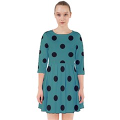 Large Black Polka Dots On Celadon Green - Smock Dress by FashionLane