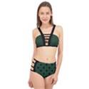 Large Black Polka Dots On Eden Green - Cage Up Bikini Set View1