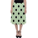 Large Black Polka Dots On Tea Green - Classic Midi Skirt View1