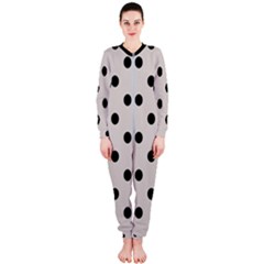 Large Black Polka Dots On Abalone Grey - Onepiece Jumpsuit (ladies)  by FashionLane