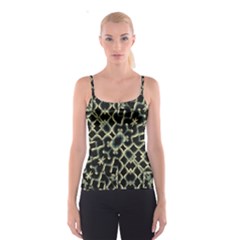 Dark Interlace Motif Mosaic Pattern Spaghetti Strap Top by dflcprintsclothing