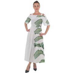 Palm Leaves Shoulder Straps Boho Maxi Dress  by goljakoff