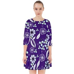 Floral Blue Pattern Smock Dress by MintanArt