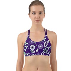 Floral Blue Pattern Back Web Sports Bra by MintanArt