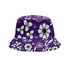 Floral Blue Pattern Inside Out Bucket Hat by MintanArt