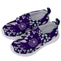 Floral blue pattern  Kids  Velcro No Lace Shoes View2