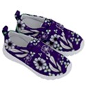 Floral blue pattern  Kids  Velcro No Lace Shoes View3