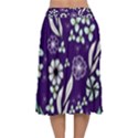 Floral blue pattern  Velvet Flared Midi Skirt View2