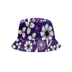 Floral Blue Pattern  Inside Out Bucket Hat (kids) by MintanArt