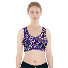 Floral Blue Pattern  Sports Bra With Pocket by MintanArt