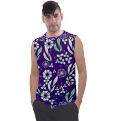 Floral Blue Pattern  Men s Regular Tank Top by MintanArt